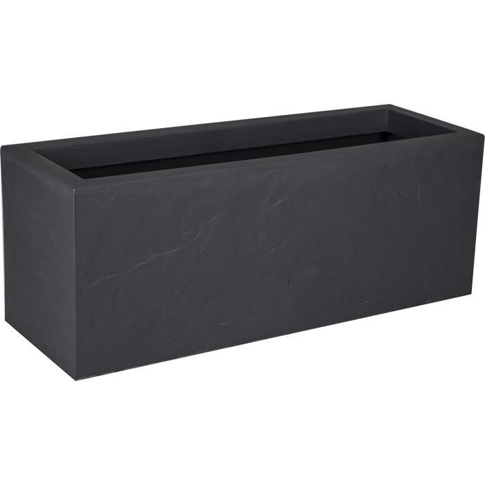 Eda Bloembak Volcania'Up 57 L - Imitatie Steen Decor - 79,5 x 29,5 x 29,5 cm - Antracietgrijs