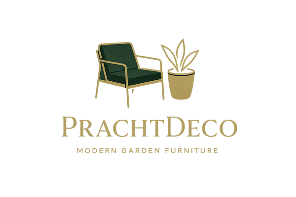 PrachtDeco Logo met Tuinmeubels en Bloempot